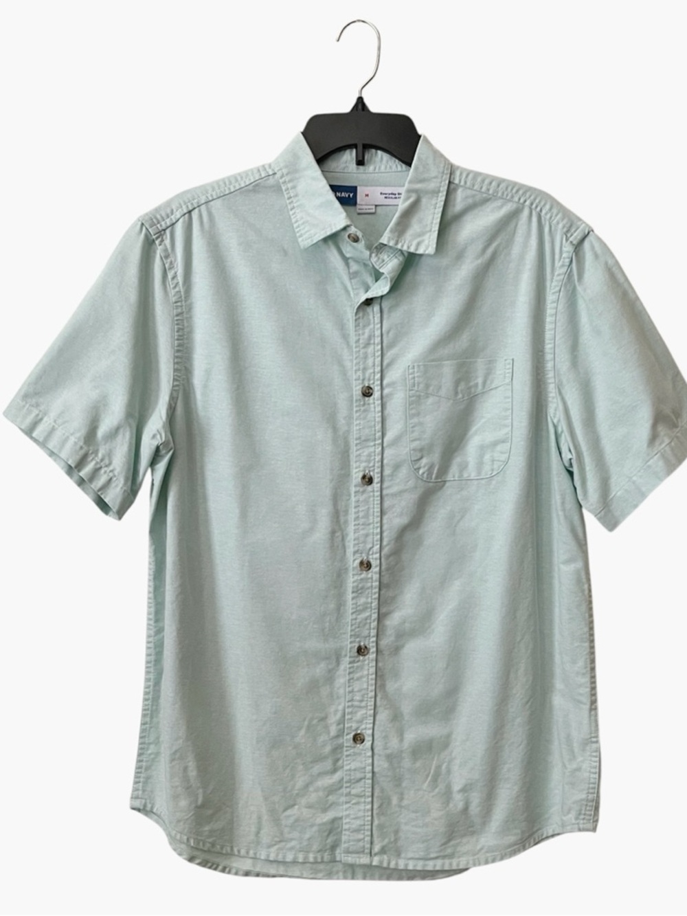 Old Navy Everyday Shirt Regular Fit Men's Size M Blue Cotton Short Sleeve Casual